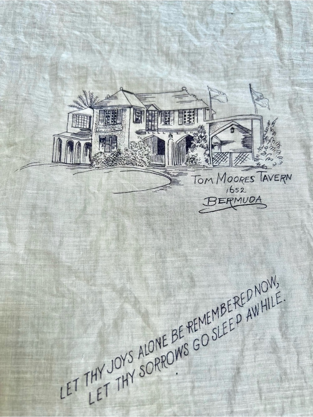 RARE Bermuda Propical Vintage Beige Cotton Scarf with Brown Printed Illustration - Picture 4 of 9